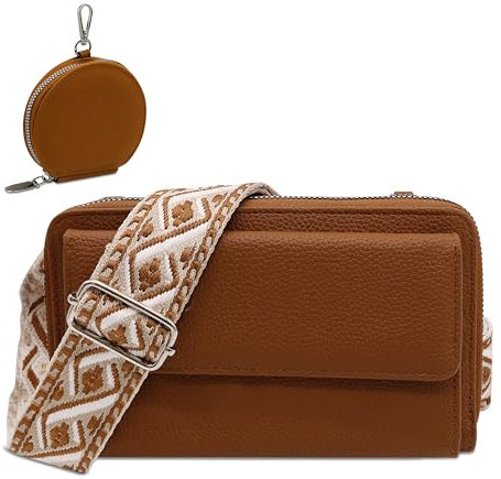 Tokeya Umhängetasche Damen, PU Leder Crossbody Bag Frauen, Handtasche Damen Kleine, Schultertasche Damen mit Verstellbarem Abnehmbar Riemen für Tägliches Arbeiten, Einkaufen, Reisen, Braun