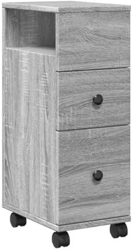 vidaXL Badschrank Schmal mit Rollen Grau Sonoma Holzwerkstoff