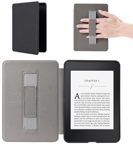 Hülle für 6 Kindle (11. Generation, 2024/2022) & Internationale Version, Case Cover e-Reader, Leichte Schutzhülle mit Auto Schlaf/Wach Funktion und Handschlaufe Smart Cover - Schwarz