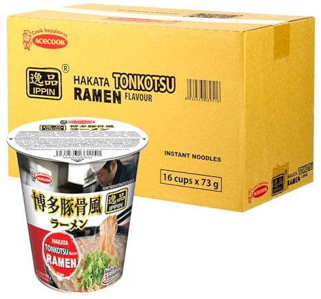 Acecook Ippin Instant Japanese Style Ramen Cup Noodle Hakata Tonkotsu Flavour 73g (16 Cups) 博多豚骨風ラーメン杯面