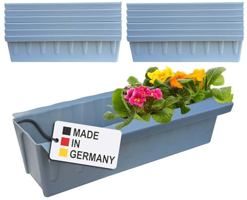 Hossi's Wholesale 10 Euro-Paletten Blumenkästen-Einsätze | mit Hängesystem zum Einhängen | 37,3cm Hellgrau | Pflanzkasten für Europalette Palette | Balkonkasten | Blumentopf | extrem stabil