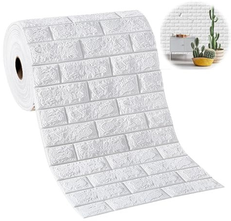 Btstil 3D Tapete Wandpaneele 50cm x 10M, Steinoptik Selbstklebend, Wasserdicht Wandaufkleber Ziegelstein, 3D Backsteine Steinoptik Dekorative Tapete für Innenwandverkleidung Deko (50cm x 10m)