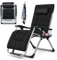 Warmiehomy Zero Gravity Chairs Folding Garden Recliner Chair with Cushion, Headrest Adjustable Sunlounger Chair with Cup Holder Wide Reclining Bedchair for Garden, Beach, Patio, Camping