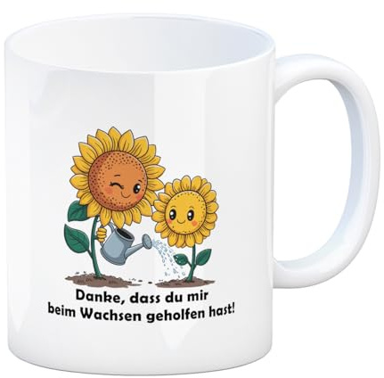 Danke - Sonnenblumen Kaffeebecher lustige Tasse mit Spruch für Büro & Zuhause
