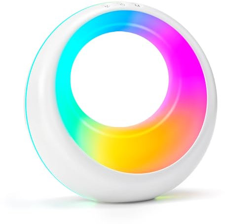 Auxmir LED Nachttischlampe Touch Dimmbar Rund, RGB Farbwechsel & 9 Modi mit Fernbedienung, USB Aufladbar Kinder Nachtlicht mit Timer & Memory-Funktion, Tischlampe für Schlafzimmer Wohnzimmer Geschenk