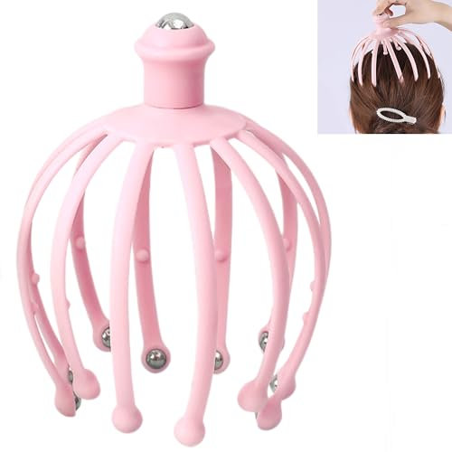 Smaoqingji Massage Tete Masseur Cheveux - 1 Pièce, Rose, S'adapte Parfaitement aux Contours de la Tête Pour Maximiser la Stimulation du Cuir Chevelu, Idéal Pour Réduire le Stress