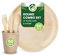 Eco Leaf 250pcs Disposable Palm Leaf Plates, Cups, and Wooden Cutlery Set – 50 Round Plates, 50 Cups, 50 Forks, Knives, and Spoons – Eco-Friendly, Biodegradable, Perfect for Parties, Events