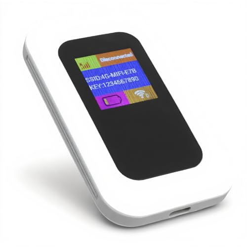 4G and 5G SIM Card 300Mbps Portable WiFi Mobile Hotspot, 10 Devices, 2100mAh Battery, LTE CAT4, B1, B3, B5, B40 Network Bands, for Travel, Home