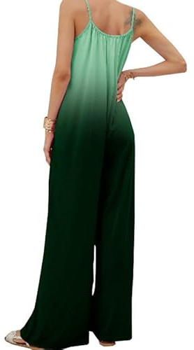 Overall Jumpsuits for Women UK Bohemian Summer Plus Size Wide Leg Trousers One Piece Sleeveless Gradient Stripe Print All in One Jumpsuit Casual Beach Streetwear Boho Loose Dungarees Romper Playsuit