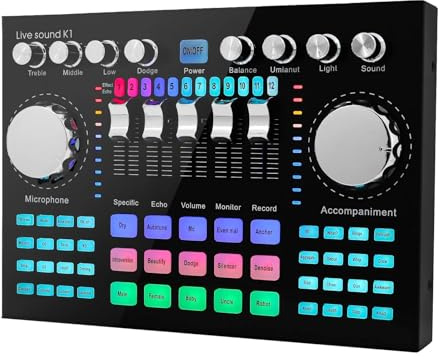 ZKLGS DJ Controller, K1 Live-Soundkarte, tragbare Internet-Promi-Live-Übertragung, spezielle Tonausrüstung, universell for Musikaufnahmen