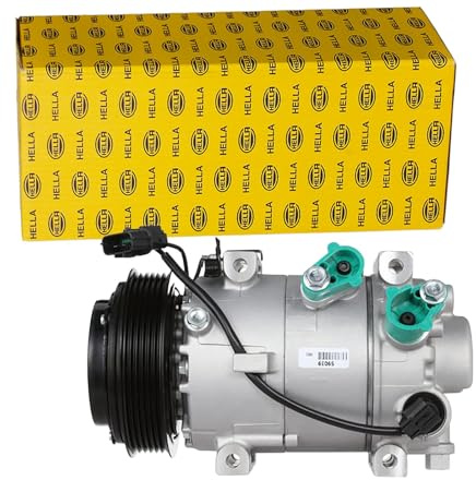 HELLA 8FK 366 201-771 Compressor, air conditioning - 6VS14ec - 12V - R 134a/R 1234yf - PAG 46 YF - 120ml - with magnetic clutch/with seal ring/with PAG compressor oil
