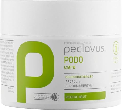peclavus PODOcare Schrundensalbe – Intensive Pflege bei Schrunden & rissigen Fersen mit Propolis & Carnaubawachs, Naturkosmetik 3 Stück je 50 ml