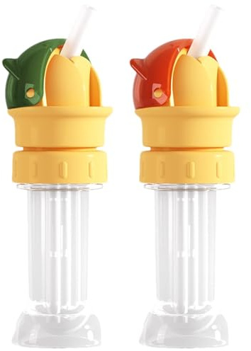 Wusideday 2 Stück Trinkflaschen Auslaufadapter Mit Strohhalm, Silikon Flaschen Top Auslaufadapter Ersatz, Kompakte Trinkbecher Deckel Für Meisten Standardflaschen