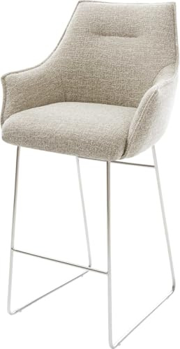 Barstuhl Alja-Flex Kufengestell Edelstahl Silberfarben Webstoff Soft Beige | Taschenfederkern
