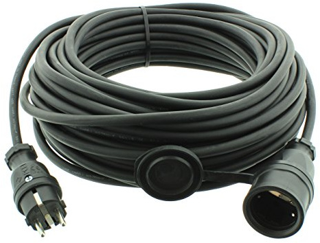 Gummi Verlängerungskabel H07RN-F 3G 1,5 mm² 25 Meter 230 V 16 A Schuko-Stecker/Kupplung Baustelle Werkstatt Außenbereich Innenbereich Gewerbe Gummischlauchleitung