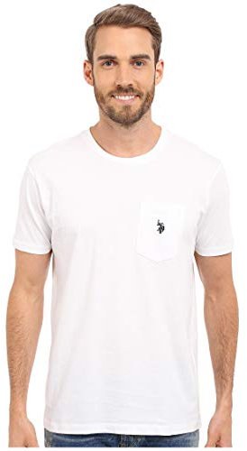U.S. Polo Assn. Herren T-Shirt mit Rundhalsausschnitt und Taschen (Farbgruppe 1 von 2), Weiß, Groß