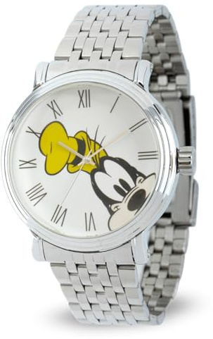 Disney Mickey Mouse Articulating Hands Watch for Men – Stylish Mickey Mouse Watch for Men, Gift Enthusiasts, Full Color Watches with Silver Dial and Stainless Steel Strap, Silver, Mickey Vintage