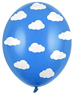 Luftballons Wolken 30cm 6er Set mit Aufdruck Latex Geburtstag Ballondeko Partyballons Deko / 6 extra starke Luftballons Ballons für Luft oder Helium - blau mit Wolken