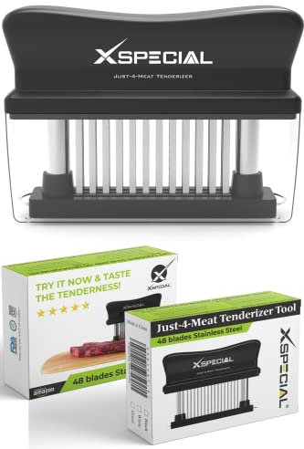 XSpecial Meat Tenderizer Tool 48 Blades Stainless Steel - Kitchen Cooking Gadgets Tools with Ultra Sharp Needle That Makes Steak & Chicken Tender - No More Hammer, Meat Pounder Or Mallet