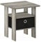 Furinno Andrey Side Table, Nightstand with Bin Drawer, French Oak/Black