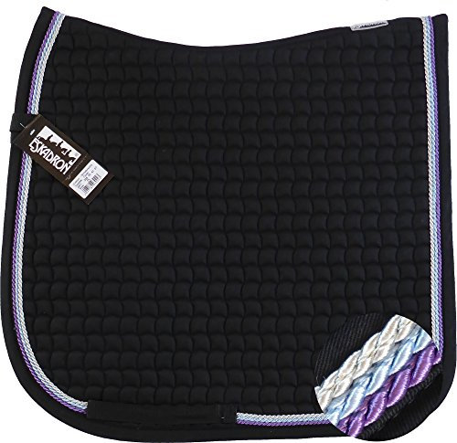 Eskadron Cotton Schabracke Black, 3fach Kordel Lavender,hellblau,silberfarben, Farbe:Black, Größe:Pony Dressur (PD)