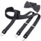 DonDon Hosenträger und Fliege Set für Damen und Herren, Y-Form, 2,5 cm breit, handgefertigt - Elegantes Accessoire für Hochzeit, Party, Smoking, Grau