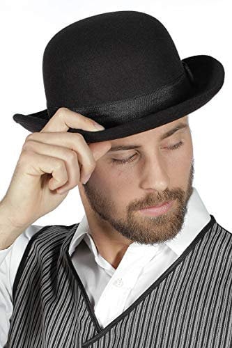 Melone Hut Kopfbedeckung zum Kostüm 20s 20er Jahre Rund Schwarz Karneval Herren