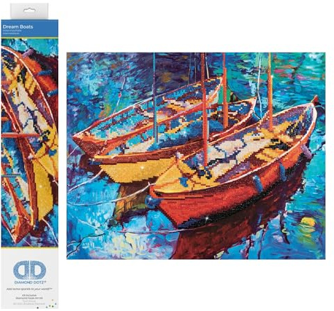 DIAMOND DOTZ Painting, Beginner Kit, Dream Boats, 47 x 38cm