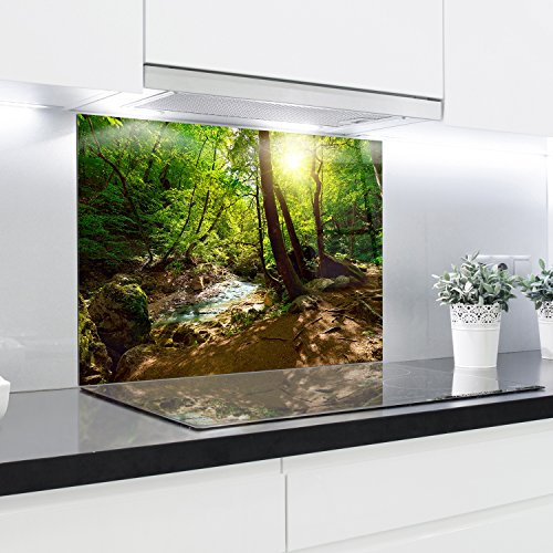 Splashback Tempered Glass Heat Resistant Toughened Decorative – 90 x 65 cm – 4 mm Thick – Perfect behind Gas, Ceramic and Induction Cookers – Easy to Clean and Hang