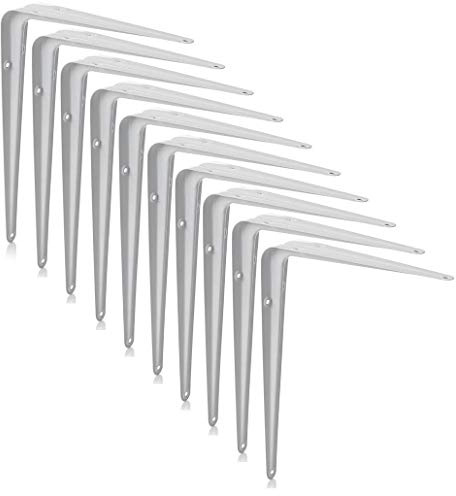 XFORT® London Shelf Brackets, Wall Mounted Shelve Brackets, Shelving Support Brackets, Book Shelf Bracket, Floating Shelve Bracket. [White, 10 Pack] [6 x 5 inch]