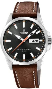 Festina Herren Analog Quarz Uhr mit Leder Armband F20358/2