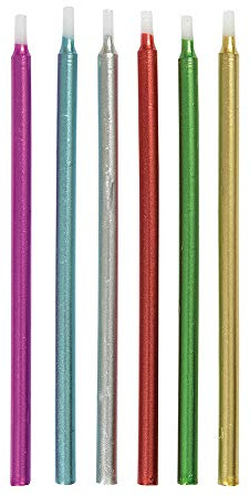 Geburtstagskerzen - 12 cm - Metallisch - 12er-Packung