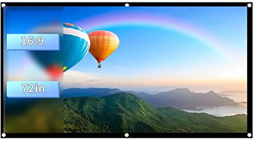 60-120 Zoll Projektionsleinwand, 16: 9 HD tragbare Faltbare Anti-Falten-Leinwand, waschbar für Heimkino, Projektionsleinwand, Wandhalterung/Decke, ideal für Außenfilme(72inch)