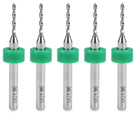 sourcing map PCB Drill Bits 1.3mm Tungsten Carbide Rotary Tool Jewelry CNC Engraving Print Circuit Board Micro Drill Bits 1/8 Inch Shank 5 Pcs