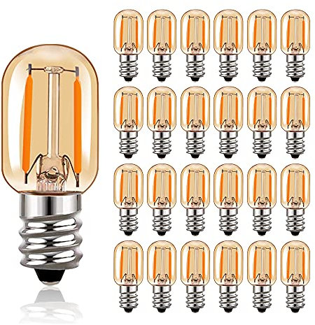 Hcnew T22 LED Glühbirne Bernstein Glas Vintage Edison Röhrenbirnen E14 220V Glühbirne, 10 Watt äquivalent 2200K Ultra Warm White Birnen,100 Lumen nicht dimmbar,25er Pack