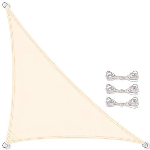 CelinaSun Sonnensegel wasserdicht inkl Befestigungsseile Basic Dreieck rechtwinklig 3 x 3 x 4,25 m cremeweiß Sonnenschutz wasserabweisend