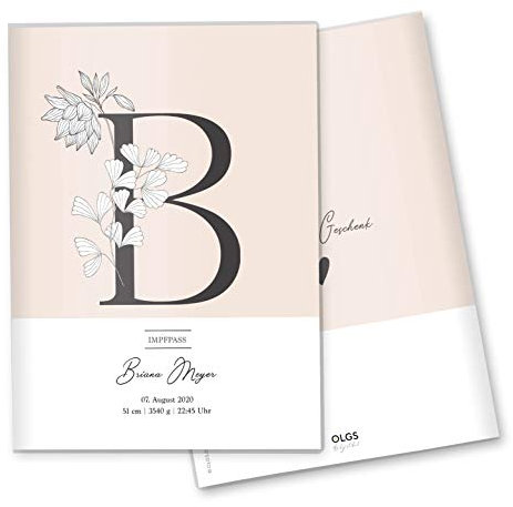 Olgs Impfpasshülle Individualisiert Buchstabe Ausweishülle Schutzhülle für Dokumente MIT DER GRÖßE 9,3 x 13CM personalisierbar mit Namen (19 Motiv, Impfpass personalisiert)