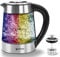 Glas Wasserkocher mit Teesieb und Kalkfilter | 1,7 Liter | Temperatureinstellung 40°C-100°C | 2200 W | Edelstahl mit Temperaturwahl | 100% BPA FREI | Warmhaltefunktion | LED Beleuchtung im Farbwechsel