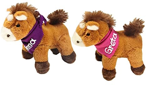 Kuscheltier Pony braun 15cm mit Namen am Halstuch- Personalisiertes Kuscheltier - Personalisiertes Kindergeburtstagsgeschenk - Stofftier mit Wunschbeschriftung für Mädchen und Jungen