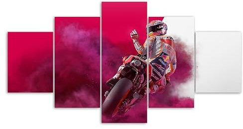 yuanjun Puzzle 5 TLG Kunstdruck Modern Wandbilder Design Tapete Eingerahmt Bilder Drucke Leinwand Wandkunst Wohnkultur Gem?Lde Poster Mehrteilig XXL Moto Gp Racing Fahrradliebhaber