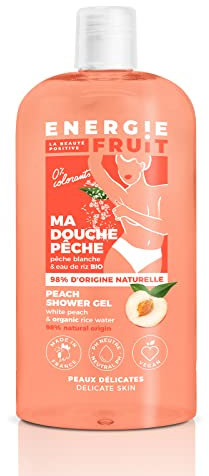 ENERGIE FRUIT | Gel Douche pH Neutre | Pêche Blanche & Eau de Riz | Vegan | 500ml