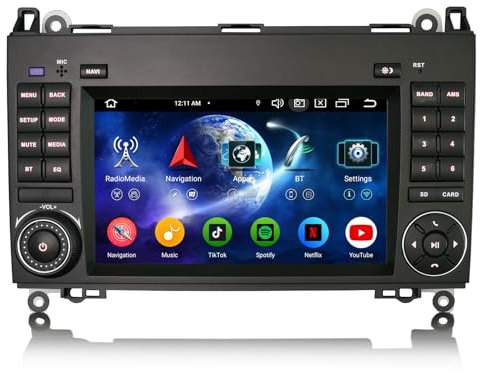 Erisin Android 14 8-Kern 4GB+64GB Autoradio GPS Navi für Mercedes Benz A/B Klasse W169 W245 Sprinter Viano Vito für VW Crafter 7 Zoll Touchscreen Unterstützt DAB+ Radio CarPlay DSP WiFi 4G IPS BT 5.0
