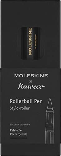 Moleskine x Kaweco Tintenroller, Nachfüllbarer Stift aus ABS-Kunststoff für Schriftsteller, Notizenmacher, Mine 0,7 mm mit Schwarzer Tinte, Farbe Schwarz