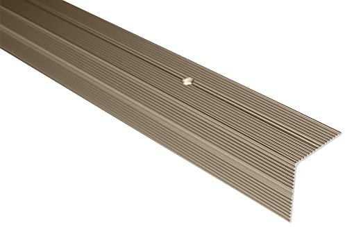 Effector Treppenkantenprofil zum Schrauben, 90 cm, 35x35 mm, Champagnefarben, Aluminium Bodenübergangsprofil, Übergangsleiste, Treppenschutzprofil, Treppenkantenschutz