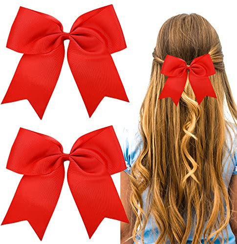 Sibba Grandi Fiocchi Rossi Di Colore Solido 2 Pezzi Da 8 Pollici Con Fermagli Per Capelli A Coccodrillo Ragazze E Donne Forcina Che Tiene Diapositive Clip In Metallo Accessori Barrette Francesi Rosso