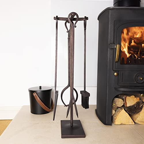 Charles Bentley Fireside Companion Set Snug Iron, Black Maple 70x23x22cm