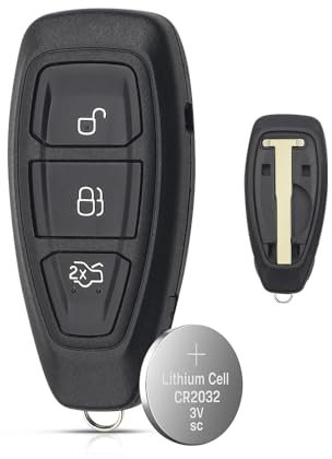 3 Buttons Car Key Fob Case For Ford Fiesta For Ford Kuga fob For Monde Grand S-Max C-Max Galaxy Key CR2032 Battery(Car Key Case with Battery)