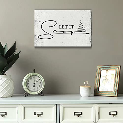 Holzschild Let It Snow, Holz-Türschild, Heimdekoration, Schilder, positive Zitate, Schriftzug, Vintage-Wandkunst, Schild, rustikale Dekoration, 20,3 x 30,5 cm