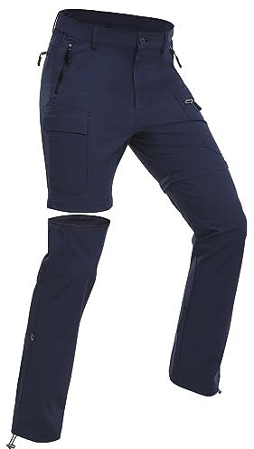 Wespornow Damen-Zip-Off-Wanderhose-Trekkinghose Atmungsaktiv Schnell Trockend Outdoorhose Abnehmbar Funktionshose Stretch Sommer Hosen (Navy, S)