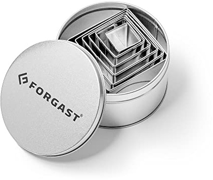 Forgast Emporte-pièces | Acier Inoxydable | 6 Pièces | Carrés | Découpe-pâtisserie | Découpoirs | Moules à Biscuits| Coupe-biscuits | Moules à biscuits | Découpe-biscuits | Cookies Massepain